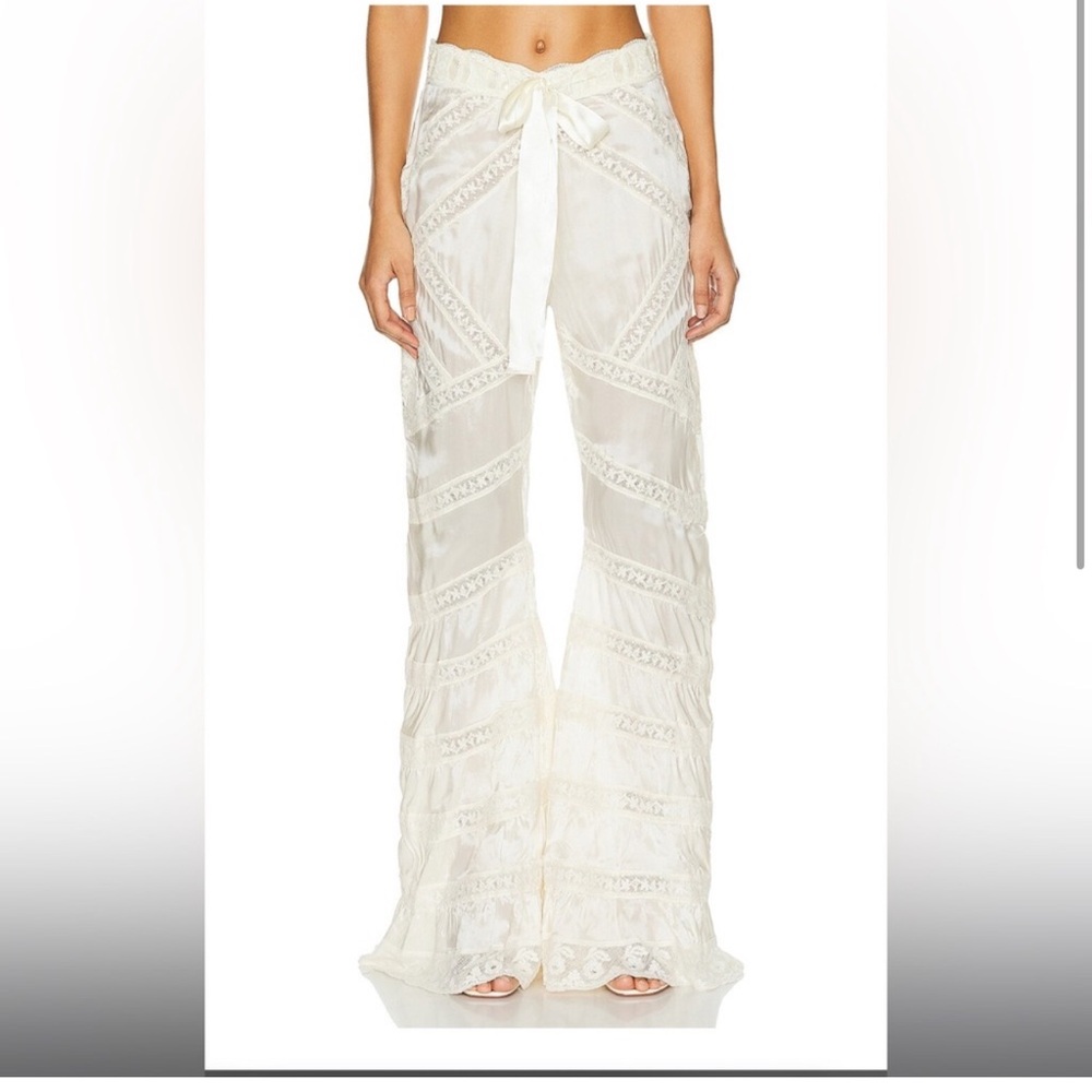 LoveShackFancy Flare Pants - Antique White